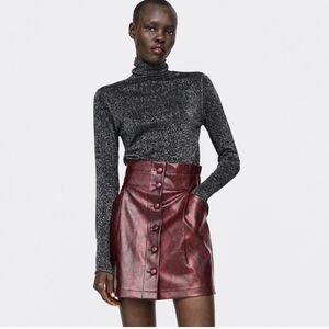 Zara Faux Leather Snake Skin Red Mini Skirt